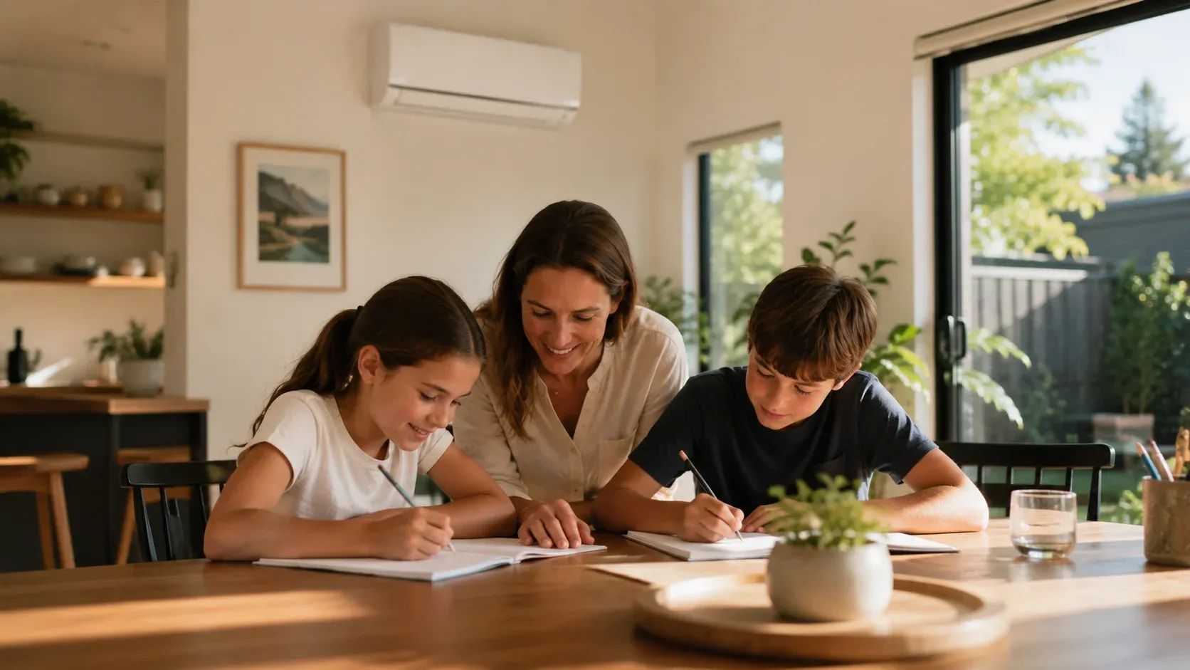 Family at home AC replacement Auckland